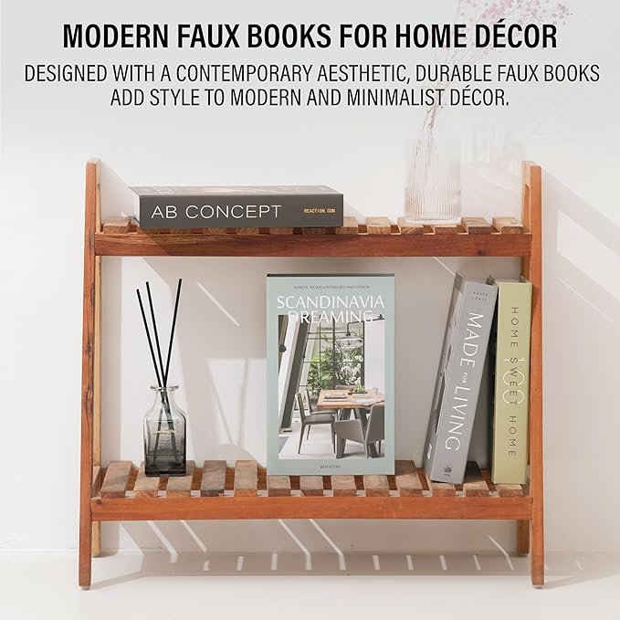 PROBENEX Olive Large | 4 PCS Faux Decorative Books for Home Decor | Not Real Books (Cardboard Boxes) | Coffee Table, Shelf Styling & Modern Aesthetic Accent Pieces for Living Room, Office