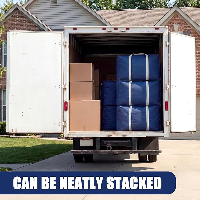 Sadnyy 12 Pack Extra Large Moving Bags Bulk with Carrying Handles & Zipper 32 Gal /120 L Reusable Waterproof Packing Bags Foldable Storage Organizer for Clothes, Bedding, Comforters(Navy Blue)
