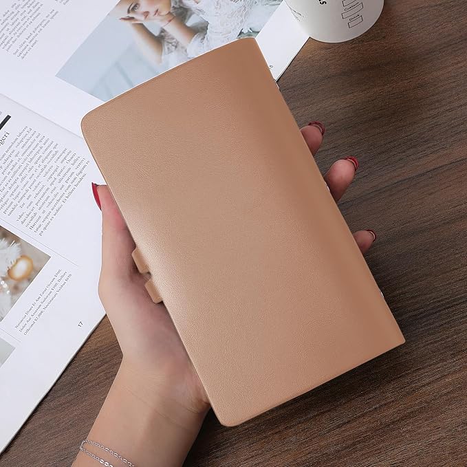 RFID Credit Card Holder, Leather Business Card Organizer with 96 Card Slots, Credit Card Case for Managing Your Different Cards and Important Documents to Prevent Loss or Damage (Khaki)
