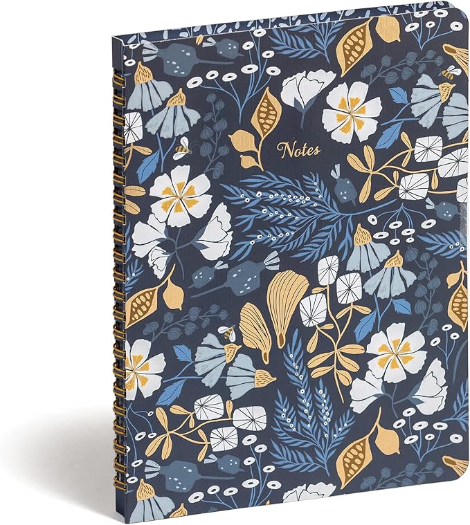High Note Personal Planning Notebook Garden Bee, 6" x 8.25" Non-Dated Planner with 144 Lined Pages, Daily Organizer Journal, Rae Ritchie Floral Cover