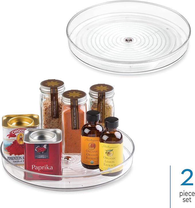 iDesign 9-Inch Lazy Susan Organizer - Small Lazy Susan Turntable for Cabinet or Pantry, 2 Count, Clear (Pack of 12)