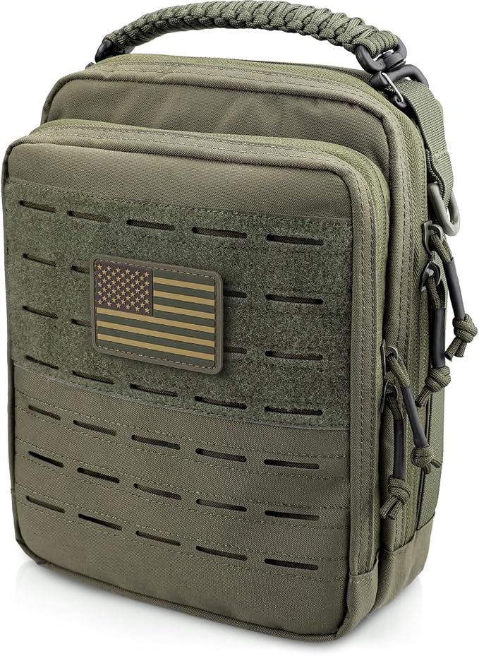 WYNEX Tactical Molle Admin Pouch, Molle Pouches of Double Layer Design | Utility EDC Pouch Organizer, Modular Tool Pouch, Medical EMT Attachment Bag,Large Capacity, Elastic Webbing Insert Panel