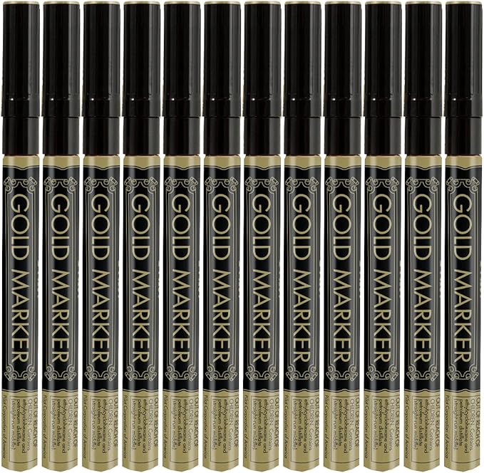 Pilot Gold Metallic Permanent Paint Marker, Extra Fine Point, Dozen Box (41701) Size: Dozen Box (Extra Fine) Color: Gold, Model: 41701, Office/School Supply Store