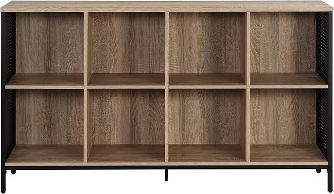 OSP Home Furnishings Ace Contemporary Modern Storage Bookcase with Shelves, 2- Shelves, 8 Cubes, River Oak Finish