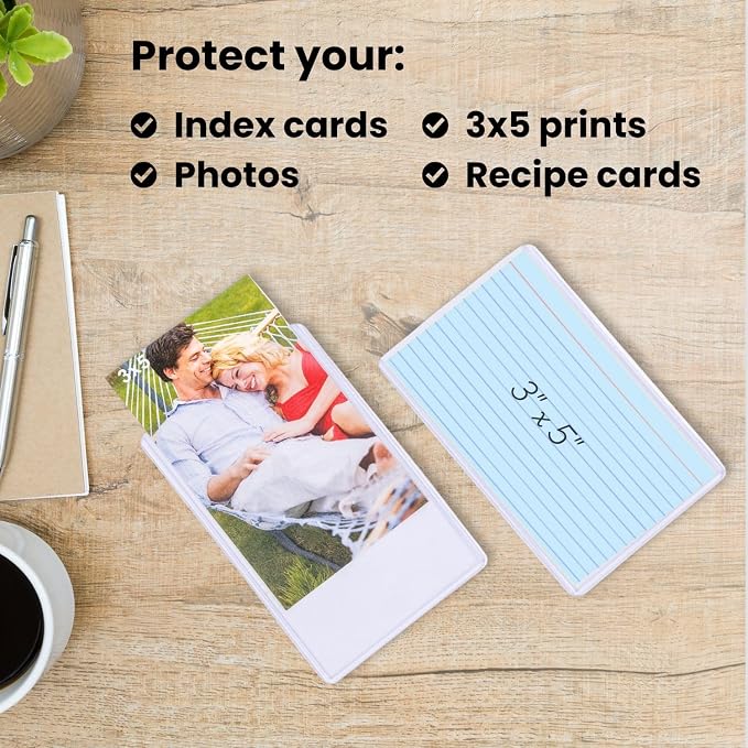 30 Toploaders Display Zone 3x5 Index Card Sleeves Plastic Protector Holders | Clear Rigid Hard Top Loader for Flashcards, Notecards, Recipes