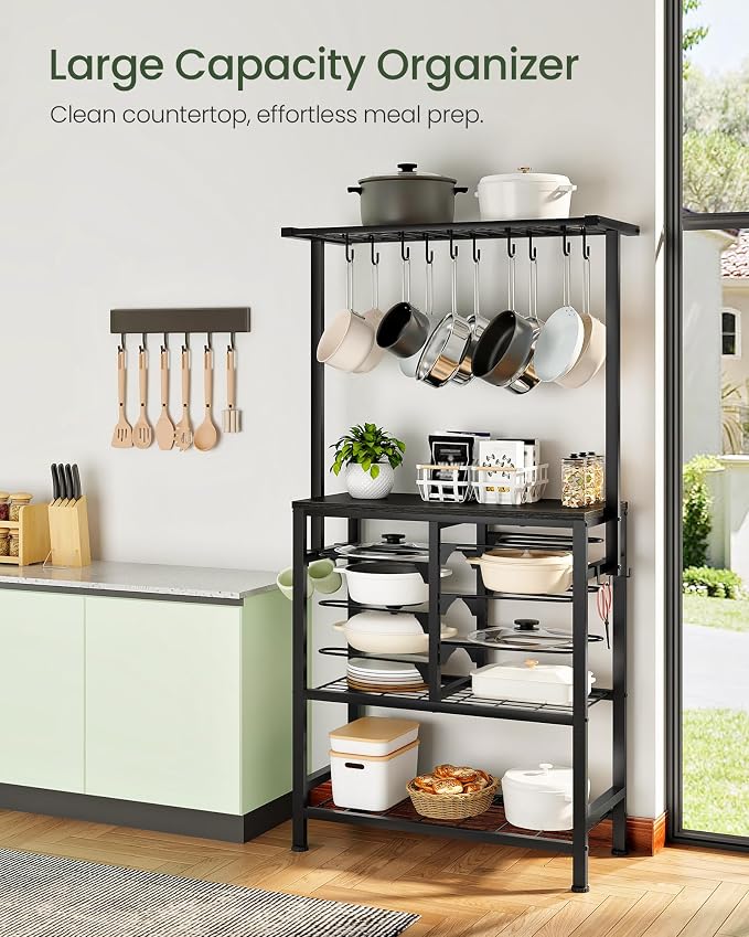 CHOEZON Pots and Pans Organizer Rack, Kitchen Bakers Rack, Multi-Tier Storage Shelf, Kitchen Island Table, Cooking Rack with Pots and Pans Storage, Black TPR60BB