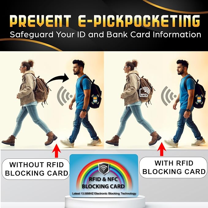 SaiTech IT 2 Pack RFID Blocking Card for Credit Debit ID Card, Rainbow Blue | Slim Anti-Theft Contactless NFC RFID Blocker Protector, Easily Fit into Wallet and Purse, for Men & Women