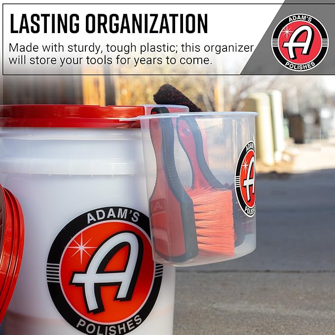 Adam's Polishes Bucket Organizer - Portable Multipurpose Bucket Attachment Tool Caddy for Organization, Cleaning, Storage, Detailing & Car Washing