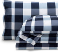 Bare Home Split King Sheet Set - 1800 Ultra-Soft Microfiber Bed Sheets - Double Brushed - Deep Pockets - Easy Fit - 5 Piece Set - Bedding Sheets & Pillowcases (Split King, Gingham Blue)