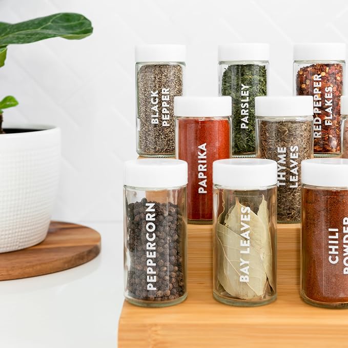 Clear Spice Labels for Glass Jars, 168 Preprinted Spice Jar Labels, Waterpoof Seasoning Herb Stickers Only, Kitchen Container Pantry Organization