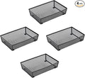 BYCY Silverware Drawer Organizer, Mesh Utensil Organizer for Kitchen Storage, Black Steel Metal Mesh Tray for Flatware Fork Spoon Knife (9x6-4P-Black)