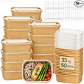 Holotap 50 Pack 33 OZ Disposable Kraft Paper Bowls with Lids【with Spoons and Forks】,Disposable Food Containers, Microwave Safe for Hot Soup, Disposable Meal Prep Containers for Restaurant Supplies