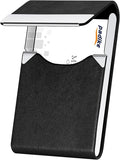 Padike Professional Business Card Holder PU Leather Business Card Case Name Card Holder Slim Metal Pocket Card Holder with Magnetic Shut (Y-Black)