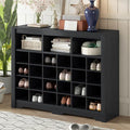 Harper & Bright Designs Sleek Design 24 Shoe Cubby Console, Modern Shoe Cabinet with Curved Base, Versatile Sideboard for Hallway, Bedroom, Living Room, Black