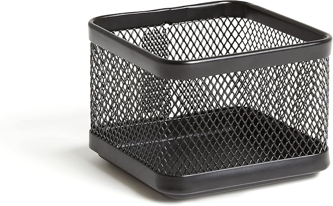 TRU RED Small Stackable Wire Mesh Accessory Holder, Matte Black – Desktop Organizer for Office Supplies