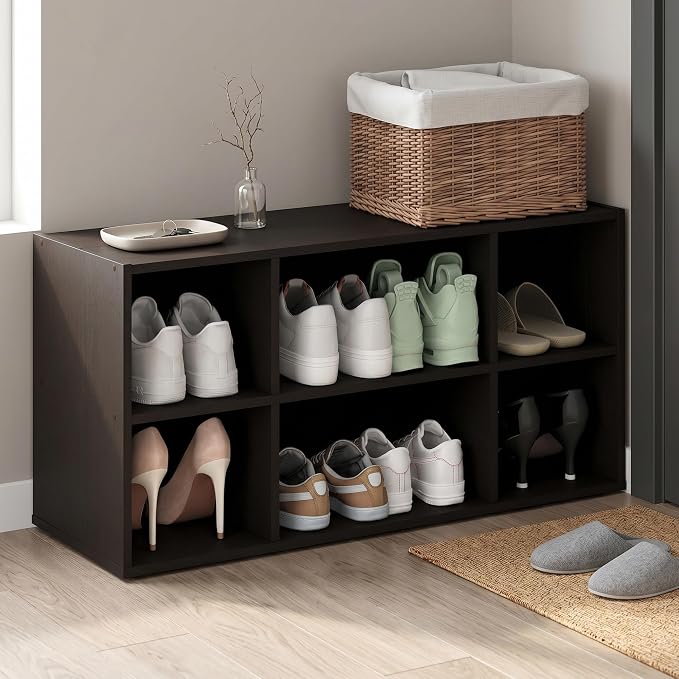 8-Cube Shoe Organizer, Stackable Shoe Rack, Shoe Storage, 11.7 x 35.9 x 15.6, for Office, Closet Entryway, Garage, Dark Oak