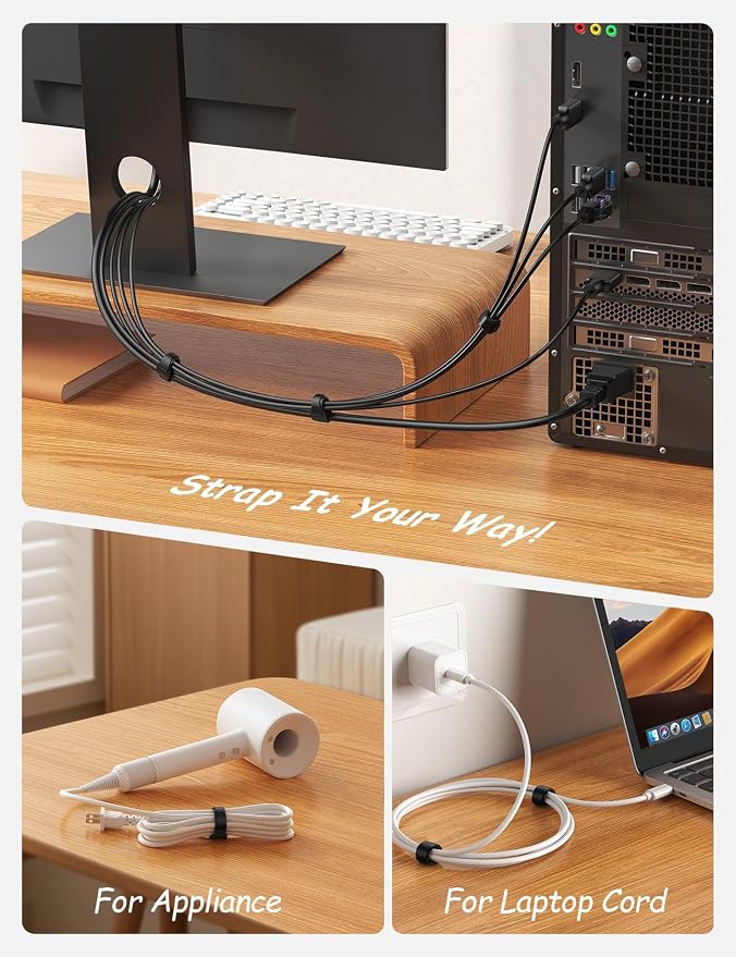 Lamicall 100Pack Reusable Cable Ties, 6 Inches Durable Cord Organizer Nylon Hook & Loop Straps, Cable Management Wrap Wire Storage Essentials, Computer PC Accessories, Home Office Travel Gadgets