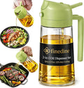 FineDine 16oz Olive Oil Sprayer for Cooking, 2 in 1 Olive Oil Dispenser Bottle for Kitchen, Air Fryer, Salad, BBQ & Baking – Dual Spray Mist & Stream, with Measurement Marks, Green