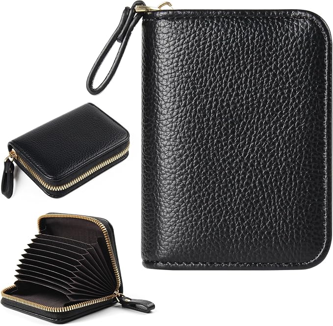 Credit Card Wallet, RFID Card Case Wallet, Zipper Card Cases Holder for Men Women, RFID Blocking, KeyChain Wallet, Compact Size Card Organizer Case for Women