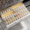 AMBIRD Bamboo Spice Drawer Organizer with Non-slip Mat,4 Tier - 2 Set Jar Spice Rack Tray From 12''to 24'',Hold up 48 Jars Seasoning Organizer for Kitchen,Cabinet,Drawers,Countertop