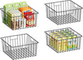 X-cosrack Metal Wire Baskets for Pantry Organization and Storage Freezer Organizer Bins with Handles 4 Pack-12"x12"x6" Extra Large Mesh Bin for Pantry Kitchen Laundry Closet Garage Patent Design