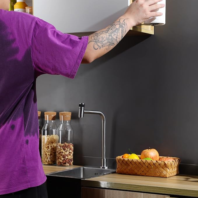 ZUNO Paper Towel Holder Cabinet Door or Under Cabinet, Self Adhesive | 11.82in Paper Towel Bar, Fits Most Standard Small or Large Paper Towel Rolls, Rustproof, Waterproof, No Drill, Over the Door