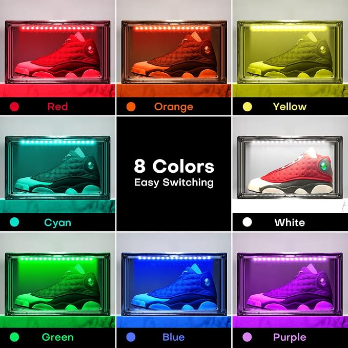 Oltraman LED Smart Shoe Boxes Display Case, Stackable Storage Organizers