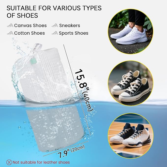 1pc Shoe Washing Machine Bag, Sneaker Laundry Bag for Washing Machine, Extra Long and Thick Microfibre Fluff, Reusable for Washer and Dryer (1pc, White)