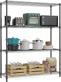 M MZG 5-Shelf Storage Shelves,Wire Shelving Heavy Duty Metal Storage Shelving Unit Adjustable Garage Shelving Rack Pantry Kitchen (Chrome, 4 Tier,15.8" D x 45.3" W x 59.4" H)