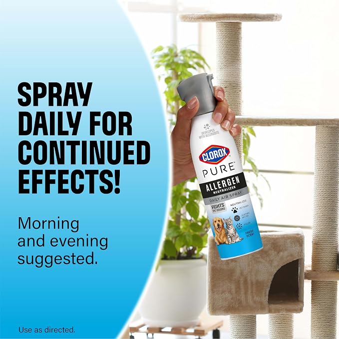 Clorox PURE Allergen Neutralizer Daily Air Spray, Fights Pet Odors, Fresh Scent, 8 Ounces (Pack of 2)