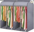 45'' Hanging Garment Bags for Closet Storage Sealed Completely Jackets Coats Suits Clothes Rack Cover for Wardrobe with Clear PVC Window and 3 Zippers Opening