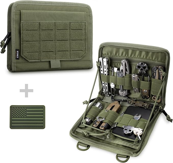 WYNEX Tactical Molle Admin Pouch, Laser-Cut, EDC Organizer Tool Pouch | Utility Organizer EDC Medical Bag, EDC Pocket Modular Pouch, Tactical Accessories EDC Pouch, Include U.S Patch