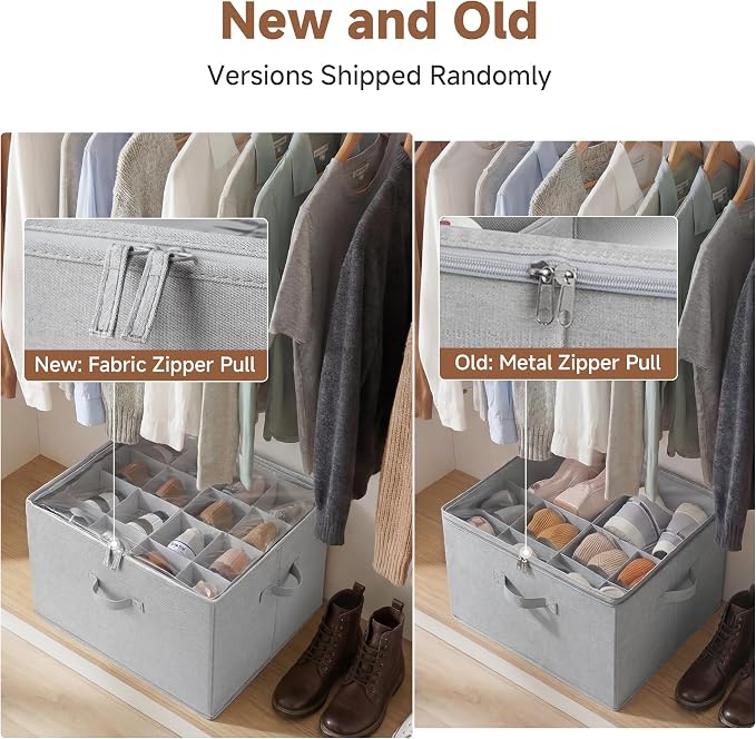 StorageWorks Shoe Organizer for Closet, Fits up to 16 Pairs, Shoe Cubby Storage Containers with Adjustable Dividers and Clear Cover, Grey