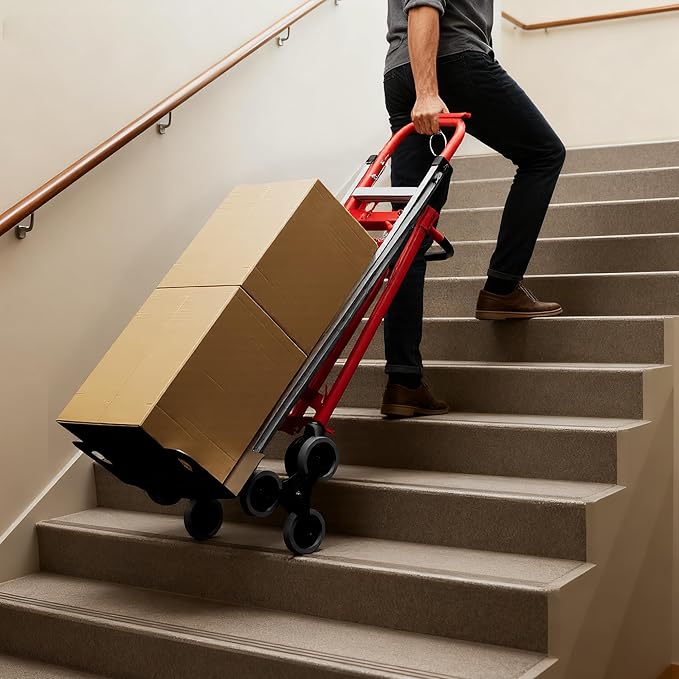 3-in-1 Convertible Hand Truck - 800 Lbs Heavy Duty Multi-Functional Aluminum Moving Dolly with Stair-Climbing Wheels - Folding Platform Cart & Utility Trolley for Home, Warehouse, Office