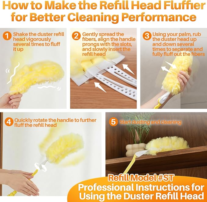 JOYMOOP Scented Telescopic Duster kit, 3FT Extendable Handle (Yellow) + 24 Yellow Refills for Swiffer Feather Duster,Easy Cleaning for Ceilings, Ceiling Fans, Blinds, Vents & Shelves