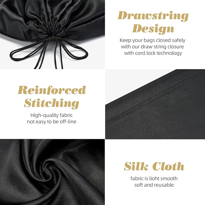 3‑Pack Drawstring Dust Bags with ID Labels | Silk Dust Covers, Handbags, Purses
