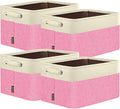 BALEINE 4 Pack Fabric Closet Storage Bins for Shelves, Linen Closet Organizers and Storage, Decorative Baskets for Organizing, Shelf, Clothes, Home, Office (Pink, 17''x13''x10.5'')
