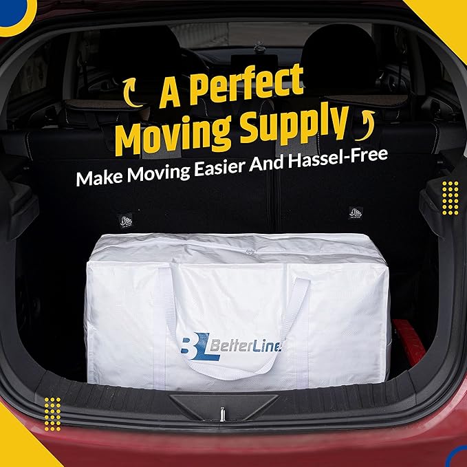 Heavy Duty Moving and Storage Bag,29"x13"x15" Inches Tote with Reinforced Handles,Holds up to 65 lbs.,Tear and Water Resistant,Multi-Purpose and Foldable Double Zipper Polypropylene Bag,Set of 2