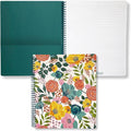 Steel Mill & Co Cute Large Spiral Notebook College Ruled, 11" x 9.5" with Durable Hardcover and 160 Lined Pages, Garden Blooms (Cream)