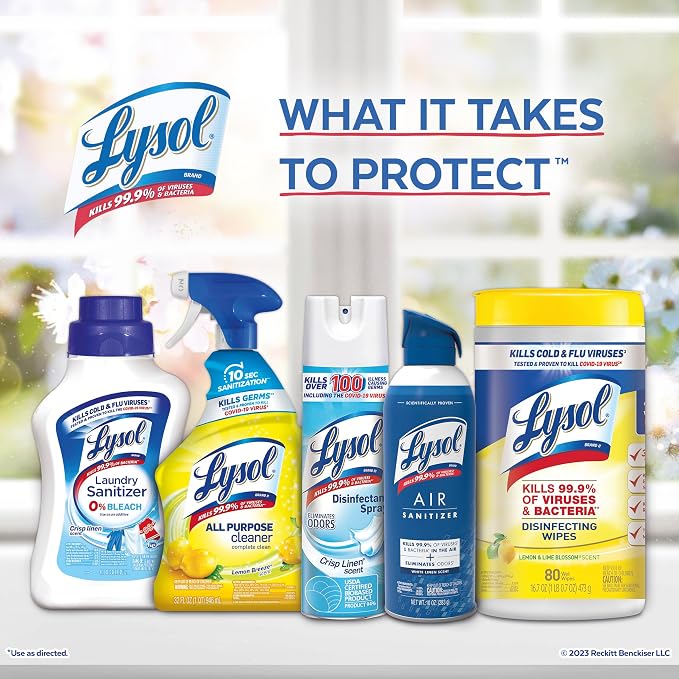 Lysol All Purpose Cleaner Spray, Multi-Purpose Disinfecting Spray, Kitchen & Bathroom Cleaner, Lemon Breeze Scent, 32 Fl Oz (Pack of 4)