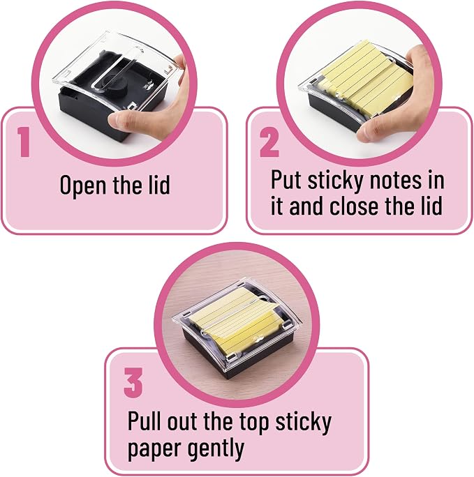 Mr. Pen- Pop Up Note Dispenser, 3" x 3", 2 Pack, Black Base, Clear Top | Sticky Note Dispenser, Sticky Note Holder for Desk