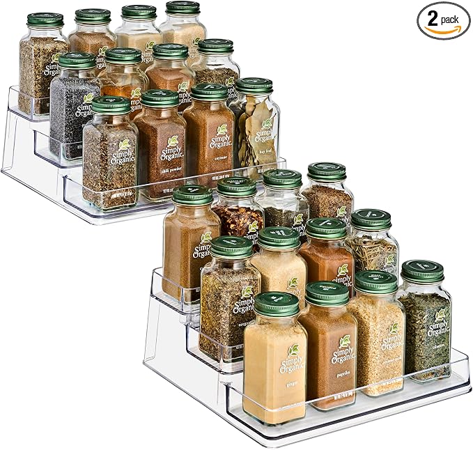 Sorbus 3-Tier Pantry Spice Organizer, 2 Pack | Seasoning Organizer for Cabinet, Spice Rack, Condiment Organizer, For Pantry & Refrigerator