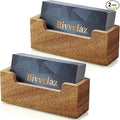 Bivvclaz 2 Pack Business Card Holder Desk, Acacia Wood Business Card Organizer Desktop Business Card Display Stand for Office Tabletop Exhibition, Small Business Essentials