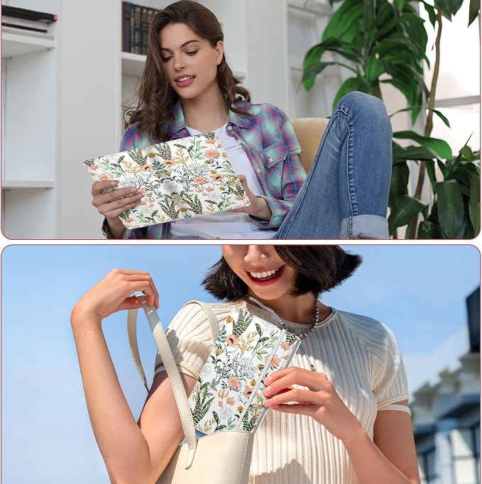 Floral Business Card Book Holder Organizer for Women, 240 Card Capacity, Stylish Name Card and Credit Card Holder for Professionals (Flower-Grass)