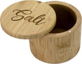 Totally Bamboo Salt Cellar Bamboo Storage Box with Magnetic Swivel Lid, 6 Ounce Capacity, Salt Engraved on Lid