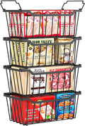 SUNALLY Freezer Organizer Bins, 4 Pack Stackable Chest Freezer Organizer for 5-7 Cu.FT Deep Freezer Sort Frozen Meats and Food, Freezer Storage Baskets with Handles Easy Reach from Bottom, Black