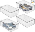 iDesign Stackable Plastic Shoe Box with Hinged-Lid, Set of 4, Clear | For Sneakers, For Sandals, For Flats