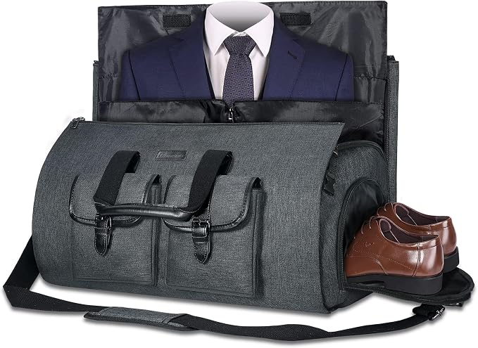 UNIQUEBELLA Travel Garment Duffel Bag, 45L Carry on Suit Bag for Men Convertible Foldable Weekend Bag with Shoe Compartment