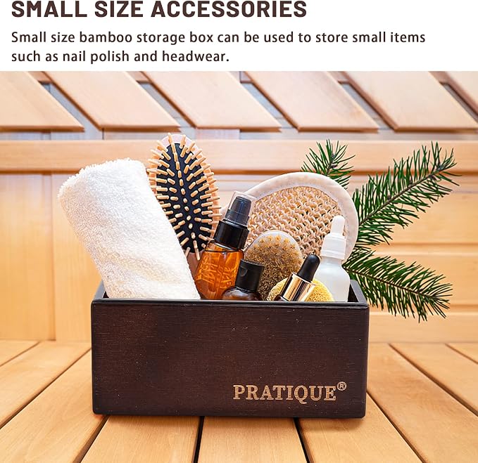 PRATIQUE Bamboo Drawer Organizer - Kitchen Utensil Organizer Silverware Tray Cutlery Holder，Office Desk Supplies and Accessories,12 * 5.9 * 2.6,Nut-brown