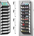Kotkn 10 Tier Hanging Shoe Rack - Heavy Duty Behind The Door Hanging Shoe Rack, Sturdy Oxford Cloth, 20+ Pairs Over The Door Shoe Cabinet for Boots and Sneakers - Save 50% Closet Space! (Piano White)
